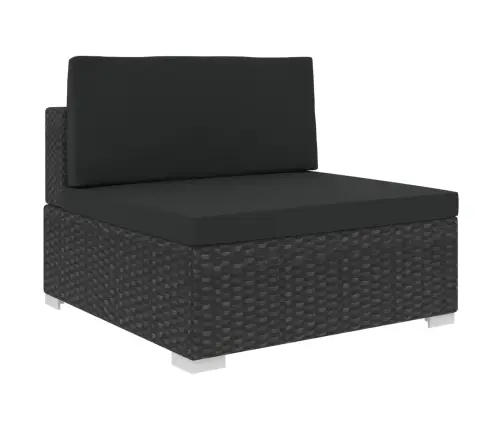 8-Osaline Aiamööblikomplekt Patjadega, Polürotang, Must