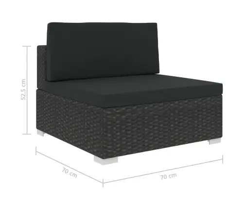 6-Daļīgs Dārza Atpūtas Mēbeļu Komplekts Ar Matračiem, Pe, Melns Vidaxl
