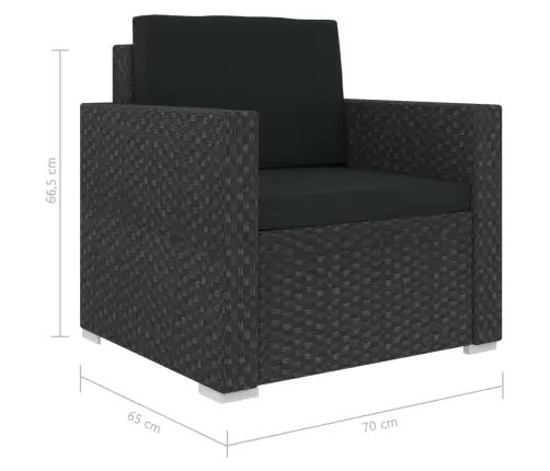 6-Daļīgs Dārza Atpūtas Mēbeļu Komplekts Ar Matračiem, Melns, Pe Vidaxl