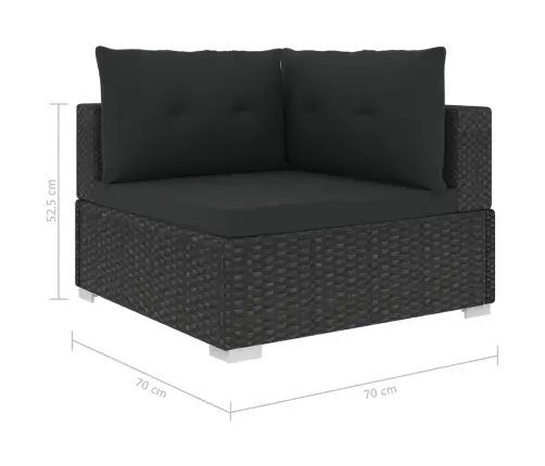 10-Osaline Aiamööblikomplekt Patjadega, Polürotang, Must