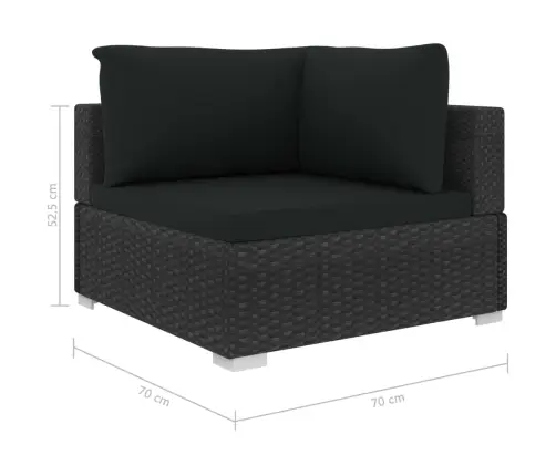 12-Daļīgs Dārza Atpūtas Mēbeļu Komplekts Ar Matračiem, Melns Pe Vidaxl