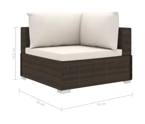 8-Osaline Aiamööblikomplekt Patjadega, Polürotang, Pruun