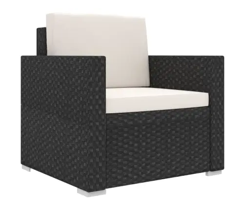 8-Osaline Aiamööblikomplekt Patjadega, Polürotang, Must