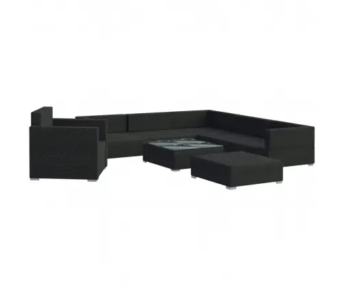 8-Daļīgs Dārza Atpūtas Mēbeļu Komplekts Ar Matračiem, Pe, Melns Vidaxl