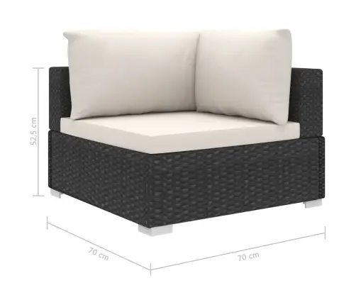 9-Daļīgs Dārza Atpūtas Mēbeļu Komplekts Ar Matračiem, Melns, Pe Vidaxl