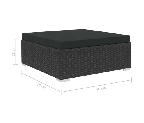 9-Daļīgs Dārza Atpūtas Mēbeļu Komplekts Ar Matračiem, Melns, Pe Vidaxl