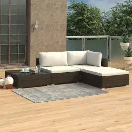 4-Daļīgs Dārza Atpūtas Mēbeļu Komplekts Ar Matračiem, Brūns Pe Vidaxl