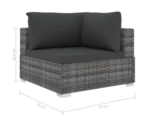 4-Osaline Aiamööblikomplekt Patjadega, Polürotang, Hall