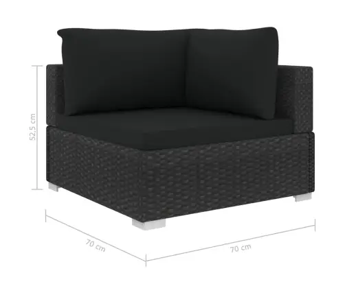 4-Daļīgs Dārza Mēbeļu Komplekts Ar Matračiem, Melns Pe Vidaxl