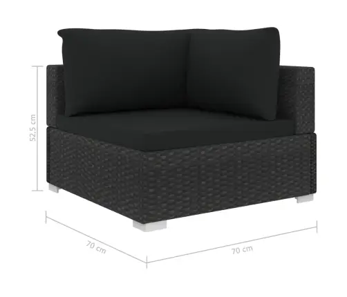 5-Osaline Aiamööblikomplekt Patjadega, Polürotang, Must