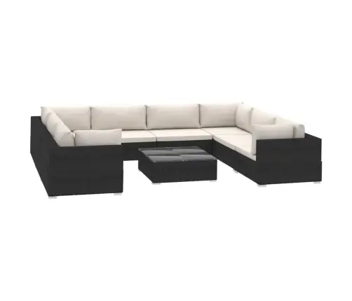 Sodo Baldų Komplektas Su Pagalvėmis, 9D., Juodas, Poliratanas