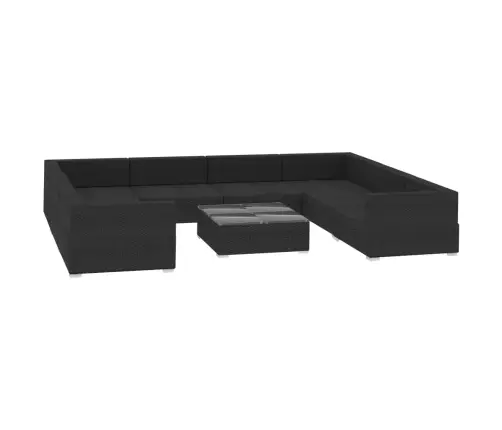 Sodo Baldų Komplektas Su Pagalvėmis, 9D., Juodas, Poliratanas