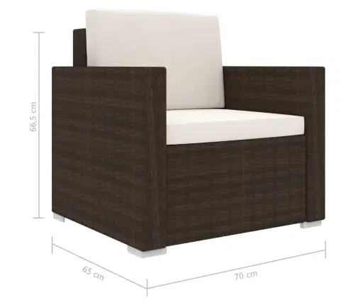 11-Daļīgs Dārza Atpūtas Mēbeļu Komplekts Ar Matračiem, Brūns Pe Vidaxl