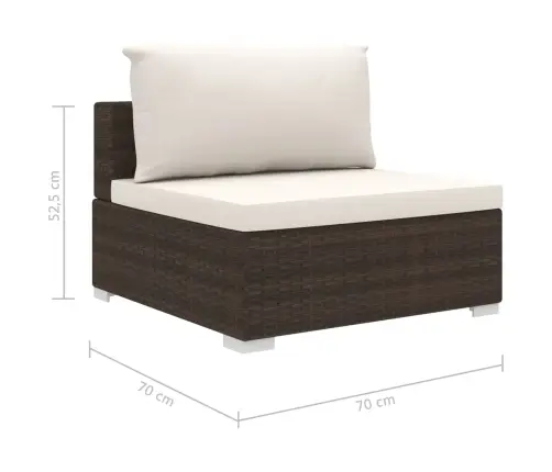 11-Daļīgs Dārza Atpūtas Mēbeļu Komplekts Ar Matračiem, Brūns Pe Vidaxl