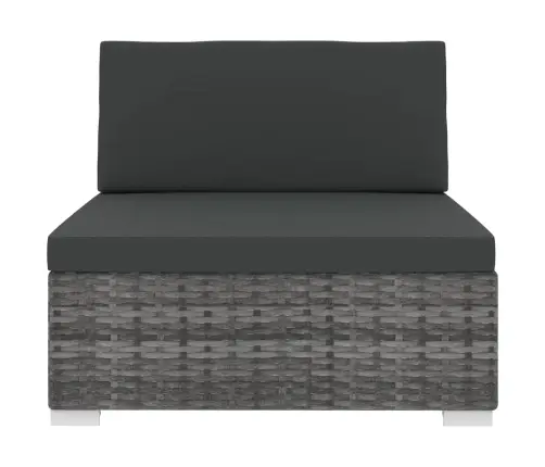 Vidējā Sēdvieta Ar Spilveniem, 1 Gab., Pelēka Pe Rotangpalma Vidaxl