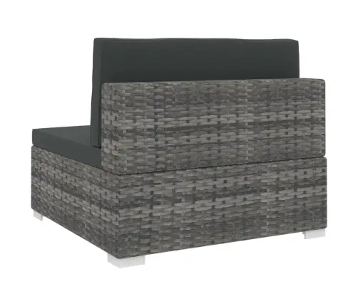 Vidējā Sēdvieta Ar Spilveniem, 1 Gab., Pelēka Pe Rotangpalma Vidaxl