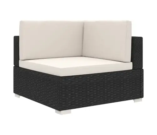 Stūra Krēsls Ar Spilveniem, 1 Gab., Melna Pe Rotangpalma Vidaxl