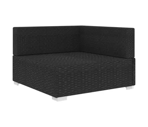 Stūra Krēsls Ar Spilveniem, 1 Gab., Melna Pe Rotangpalma Vidaxl