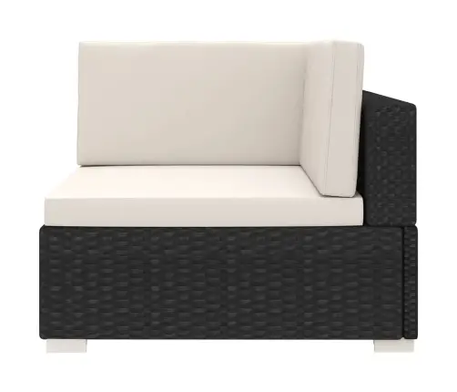 Stūra Krēsls Ar Spilveniem, 1 Gab., Melna Pe Rotangpalma Vidaxl