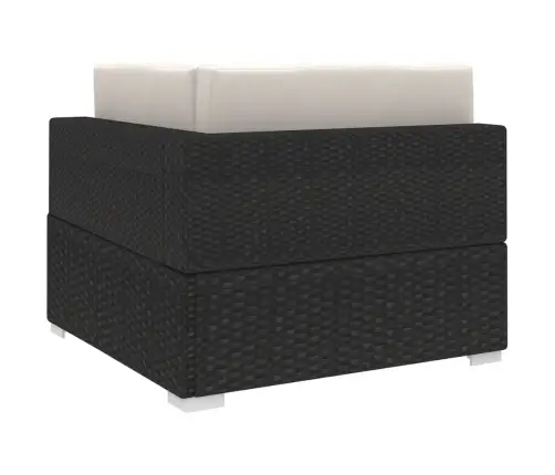 Stūra Krēsls Ar Spilveniem, 1 Gab., Melna Pe Rotangpalma Vidaxl