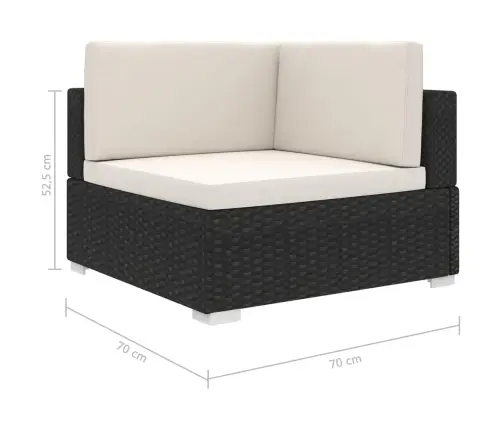 Stūra Krēsls Ar Spilveniem, 1 Gab., Melna Pe Rotangpalma Vidaxl