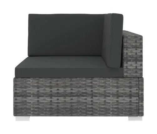 Stūra Krēsls Ar Spilveniem, 1 Gab., Pelēka Pe Rotangpalma Vidaxl