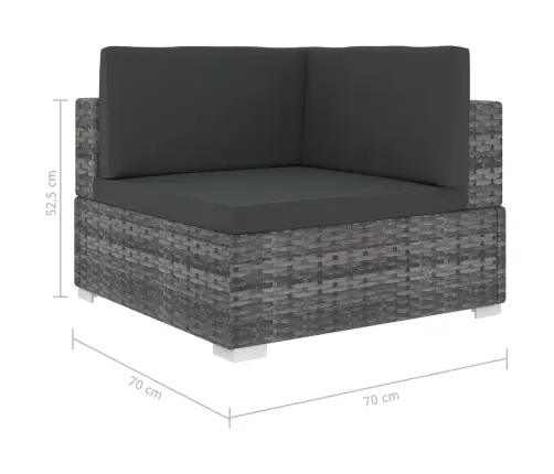 Stūra Krēsls Ar Spilveniem, 1 Gab., Pelēka Pe Rotangpalma Vidaxl