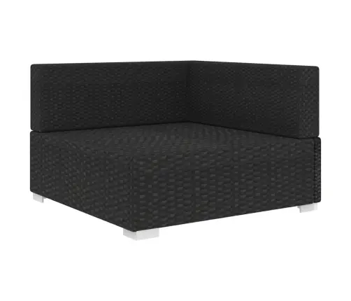 Stūra Krēsls Ar Spilveniem, 1 Gab., Melna Pe Rotangpalma Vidaxl