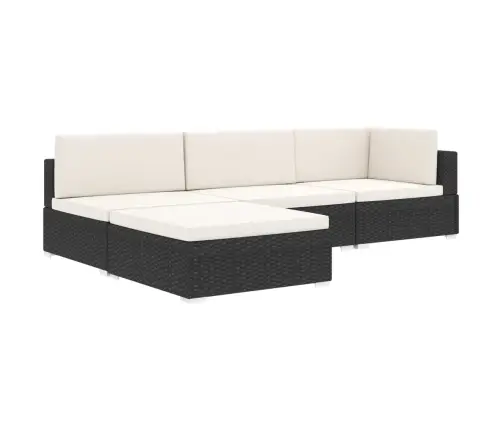 Stūra Krēsls Ar Spilveniem, 1 Gab., Melna Pe Rotangpalma Vidaxl