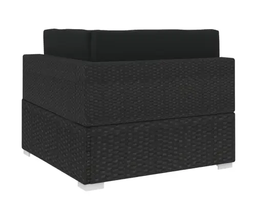 Stūra Krēsls Ar Spilveniem, 1 Gab., Melna Pe Rotangpalma Vidaxl