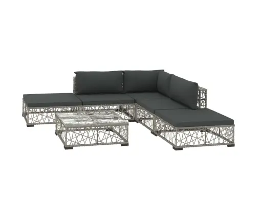 6-Daļīgs Dārza Atpūtas Mēbeļu Komplekts Ar Matračiem, Pelēks Pe Vidaxl