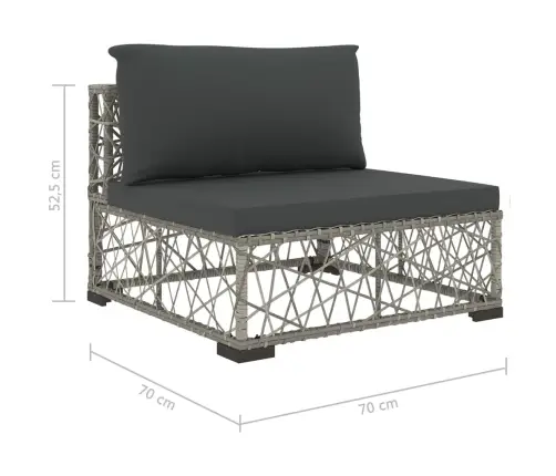6-Daļīgs Dārza Atpūtas Mēbeļu Komplekts Ar Matračiem, Pelēks Pe Vidaxl