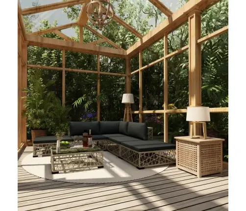 6-Daļīgs Dārza Atpūtas Mēbeļu Komplekts Ar Matračiem, Pelēks Pe Vidaxl