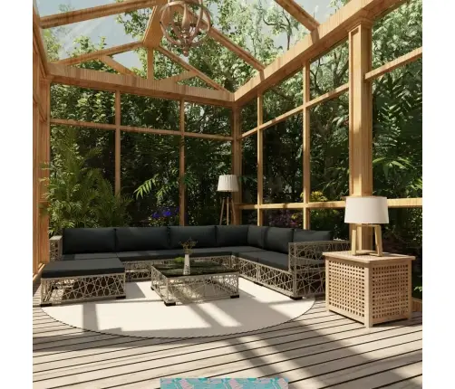 8-Daļīgs Dārza Atpūtas Mēbeļu Komplekts Ar Matračiem, Pelēks Pe Vidaxl