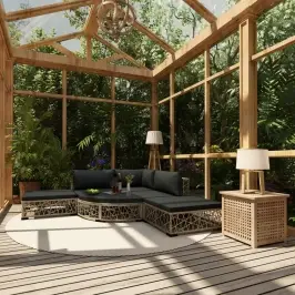 6-Osaline Aiamööbli Komplekt Patjadega, Polürotang, Hall