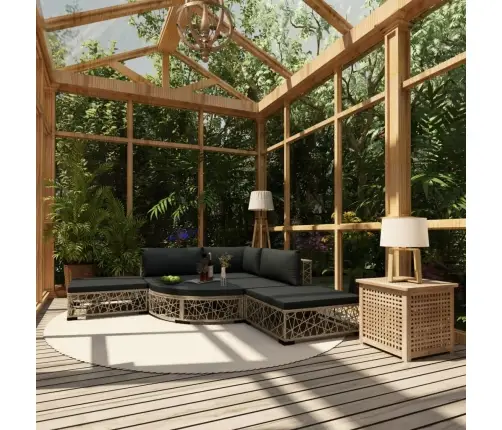 6-Osaline Aiamööbli Komplekt Patjadega, Polürotang, Hall