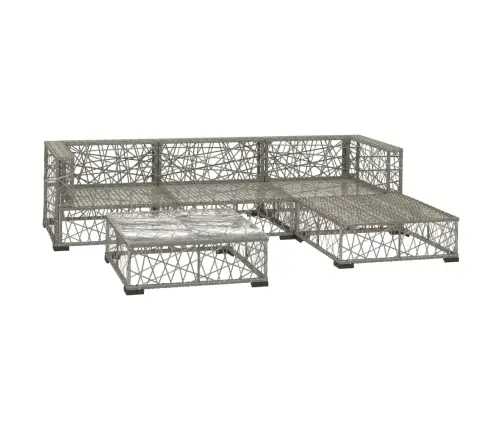 5-Osaline Aiamööblikomplekt Patjadega, Polürotang, Hall