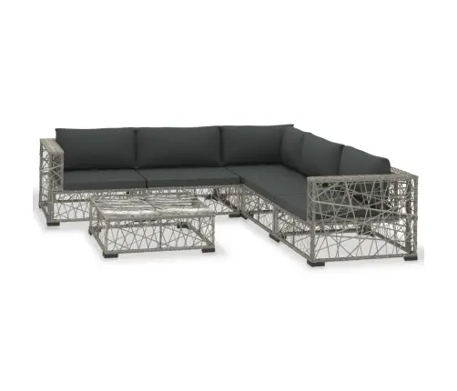 6-Osaline Aiamööblikomplekt Patjadega, Polürotang, Hall