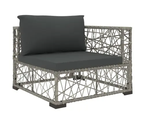 6-Osaline Aiamööblikomplekt Patjadega, Polürotang, Hall