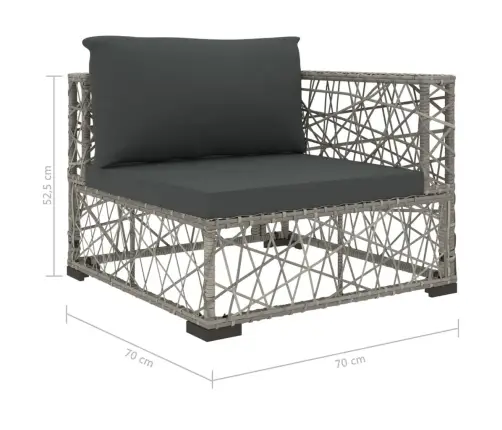 6-Osaline Aiamööblikomplekt Patjadega, Polürotang, Hall