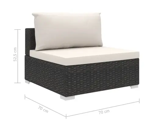 10-Osaline Aiamööblikomplekt Patjadega, Polürotang, Must