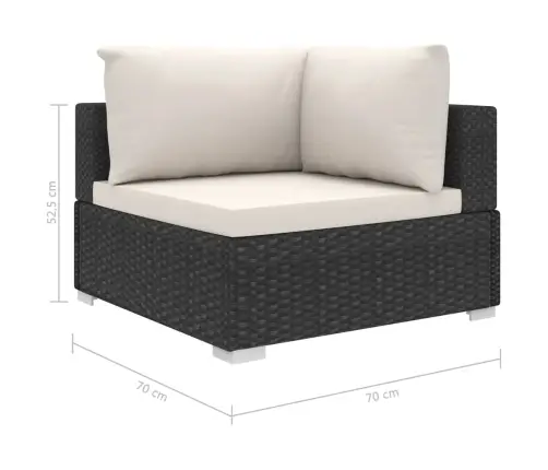 10-Osaline Aiamööblikomplekt Patjadega, Polürotang, Must