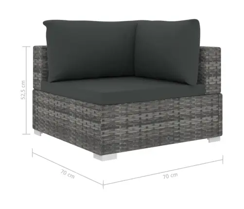 10-Daļīgs Dārza Atpūtas Mēbeļu Komplekts, Matrači, Pelēks Pe Vidaxl