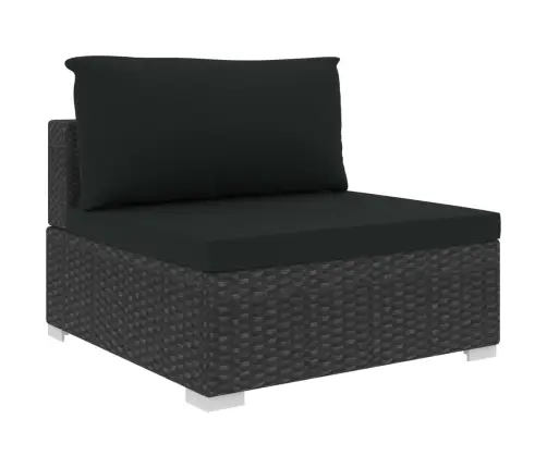 10-Osaline Aiamööblikomplekt Patjadega, Polürotang, Must