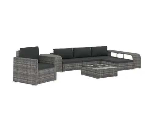 8-Daļīgs Dārza Atpūtas Mēbeļu Komplekts Ar Matračiem, Pelēks Pe Vidaxl