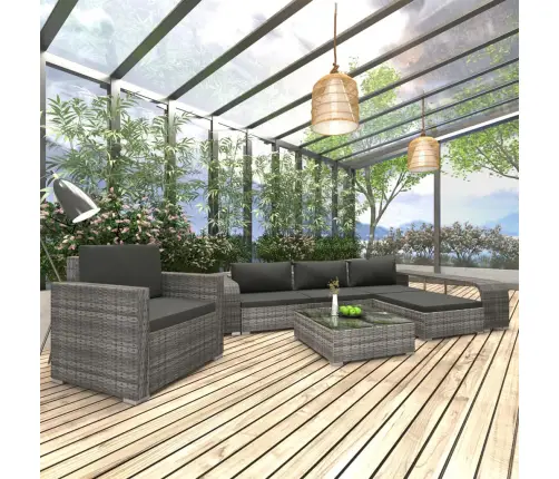 8-Daļīgs Dārza Atpūtas Mēbeļu Komplekts Ar Matračiem, Pelēks Pe Vidaxl