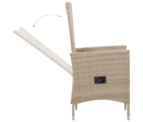 7-Osaline Aiamööblikomplekt Patjadega, Polürotang, Beež