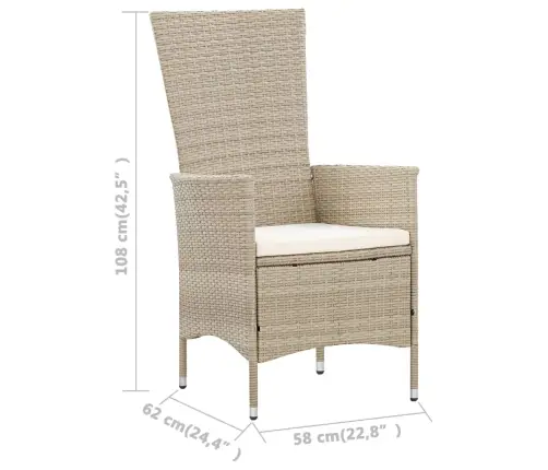 9-Daļīgs Dārza Mēbeļu Komplekts Ar Matračiem, Pe Rotangpalma Vidaxl