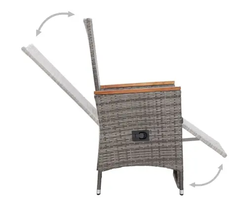 9-Daļīgs Dārza Mēbeļu Komplekts Ar Matračiem, Pelēks Pe Pinums Vidaxl