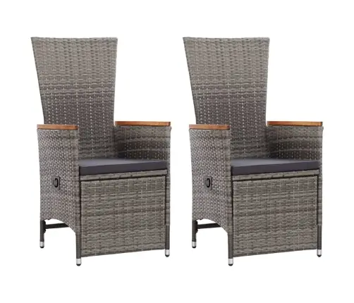 Atgāžami Dārza Krēsli, 2 Gab., Matrači, Pelēka Pe Rotangpalma Vidaxl